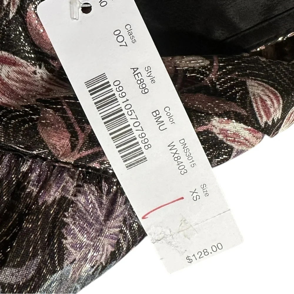 J.Crew Collection Tie-Neck Top XS Metallic Floral Shimmer Party Holiday NWT $128